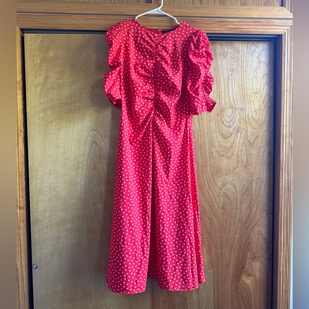 Kate Spade Red and White Polka Dot Midi Dress Size 8 (New w/o Tags)